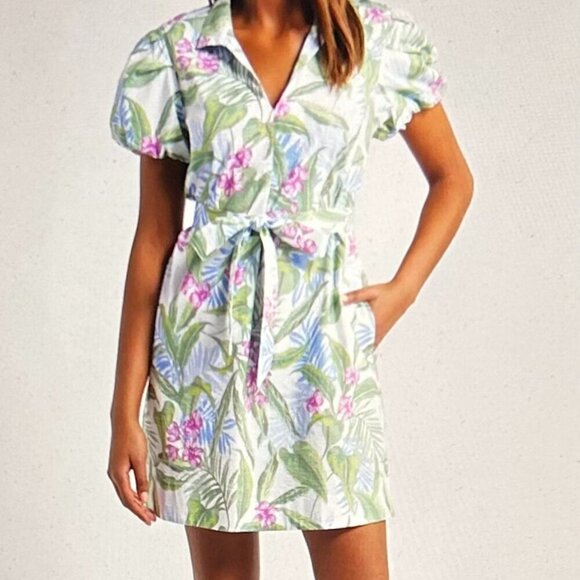 Tommy Bahama Dresses & Skirts - Tommy Bahama Gulf Shore Floral Belted Seersucker Dress Size L